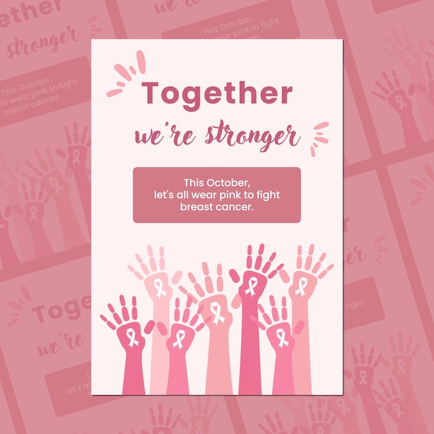 breast cancer awareness month social media post template flat cartoon background vector illustration