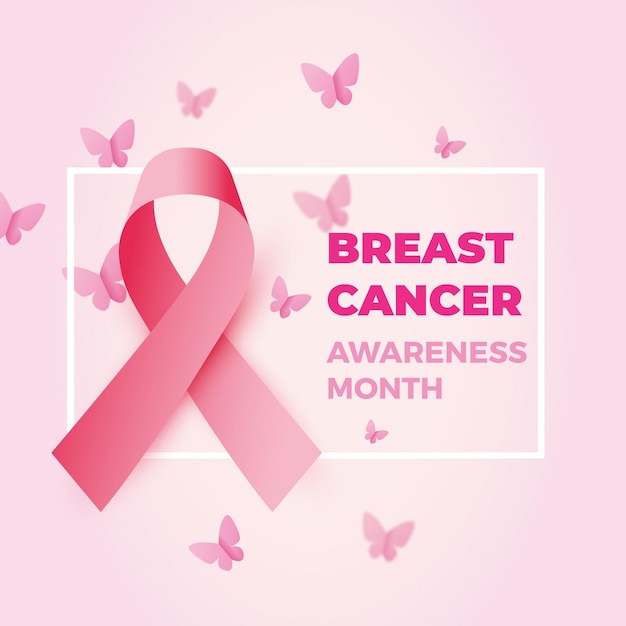 Breast cancer awareness month treatment and pink ribbon international day against