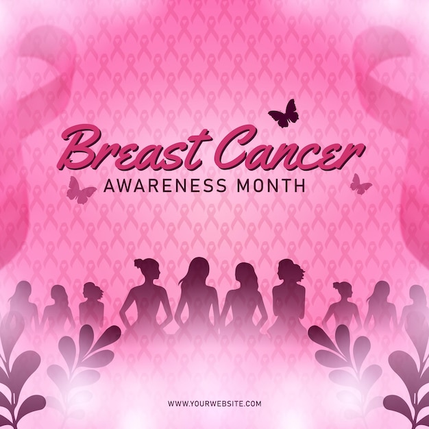 Breast cancer awareness month vector background and banner with pink ribbon