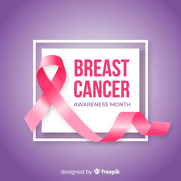 Breast cancer awareness month with realistic ribbon