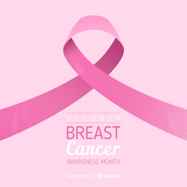 Breast cancer awareness month with realistic ribbon