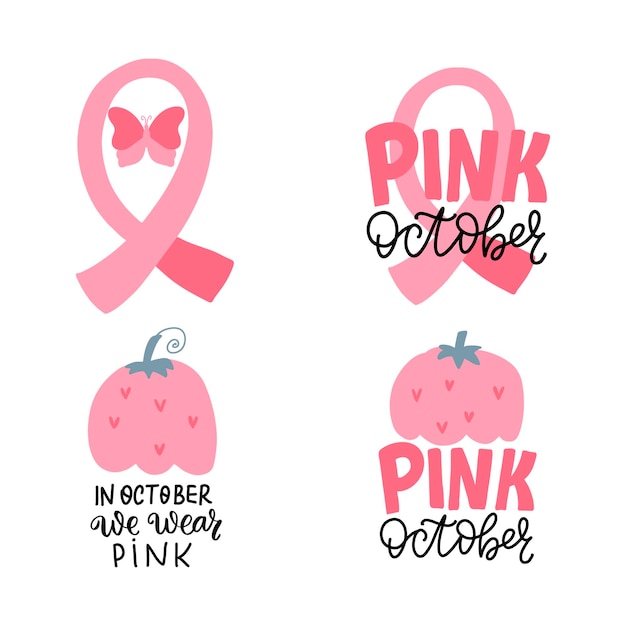 Vector breast cancer awareness in october we wear pink support hope inspirational woman health care medical