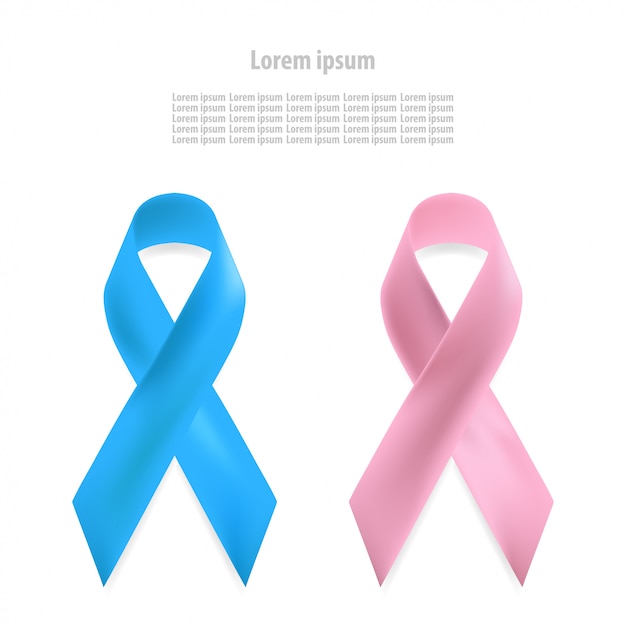 Breast Cancer Awareness Pink and Blue Ribbon. World Breast Cancer Day Concept  Illustration