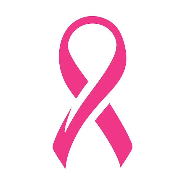 Розовая лента осведомленности о раке молочной железы изолирована на белом фоне. векторная иллюстрация