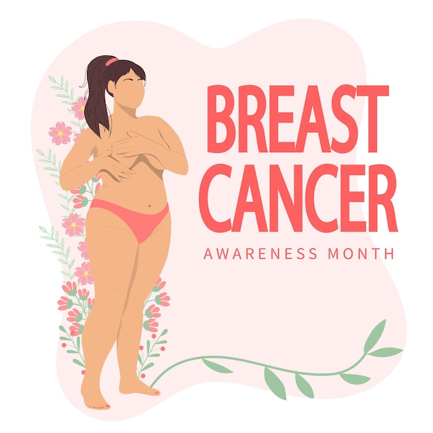 Breast cancer awareness and prevention concept Flat vector illustration