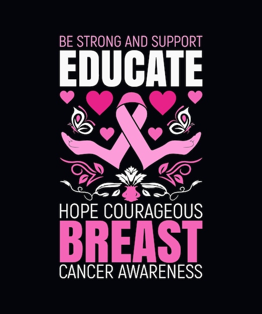 Vector breast cancer awareness quotes tshirt design voor print on demand site en shirt business