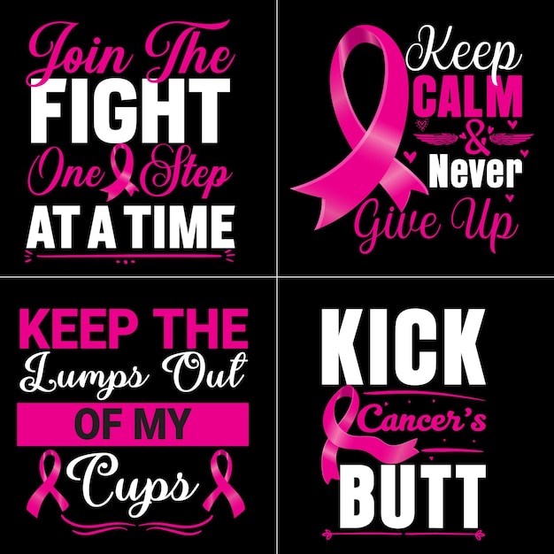 Vector breast cancer awareness t-shirt design bundle