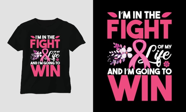 Breast cancer awareness Tshirt Design with ribbon and motivation quotes