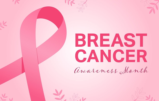 Вектор осведомленности о раке молочной железы на розовом фоне