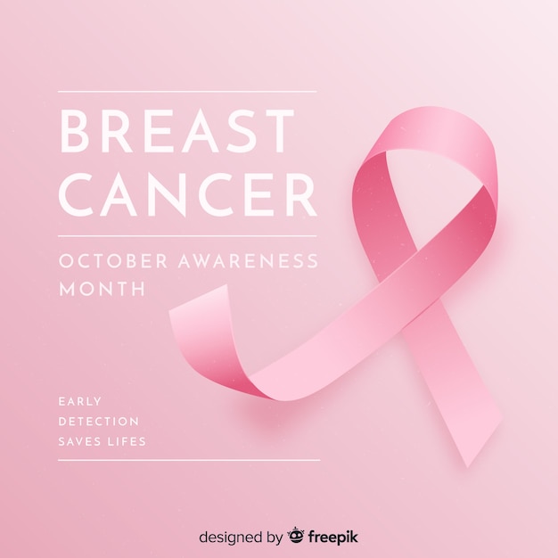 Vector breast cancer awareness with realistic ribbon