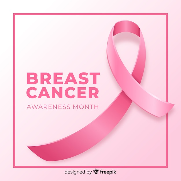 Breast cancer awareness with realistic ribbon