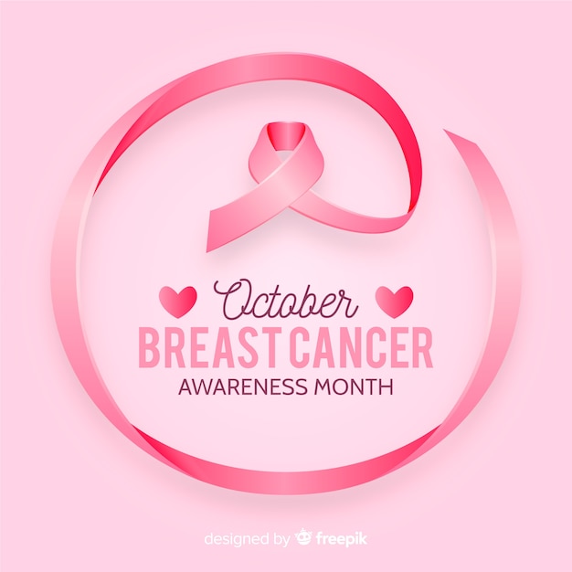 Breast cancer awareness with realistic ribbon