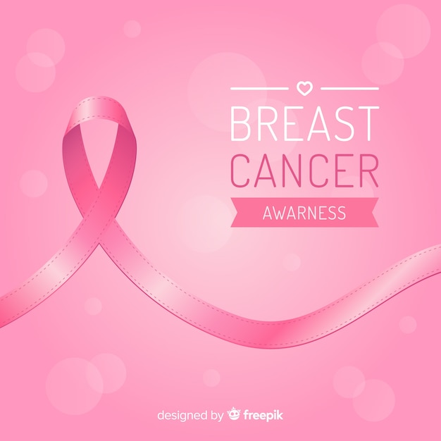 Breast cancer awareness with ribbon in flat design