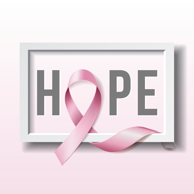 Breast cancer awareness, word hope in frame