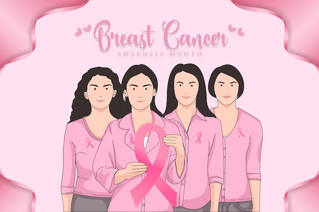 Vector breast cancer awarness card