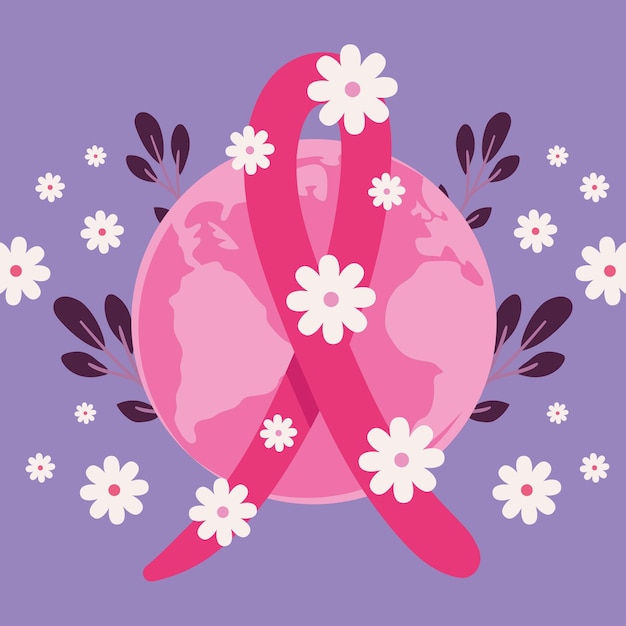 Vector breast cancer card layout