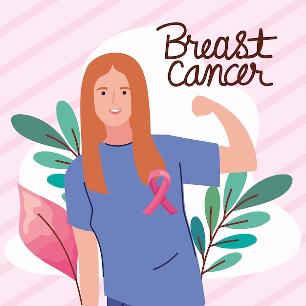 Breast cancer card with strong woman