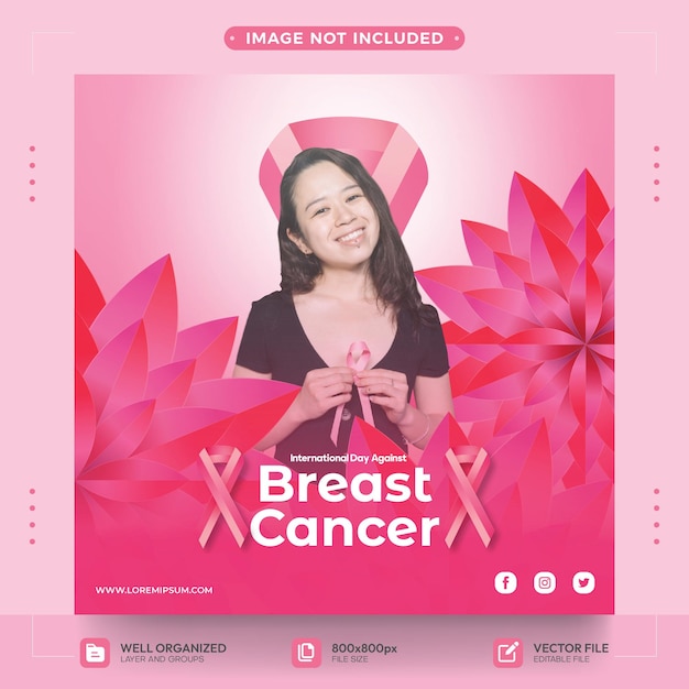 breast cancer day greeting social media poster design