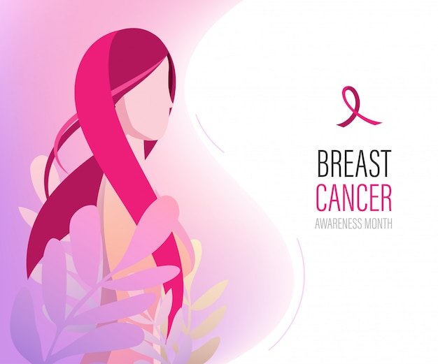 Международный день рака молочной железы Женщины с лентой.