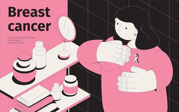 Vector breast cancer illustration