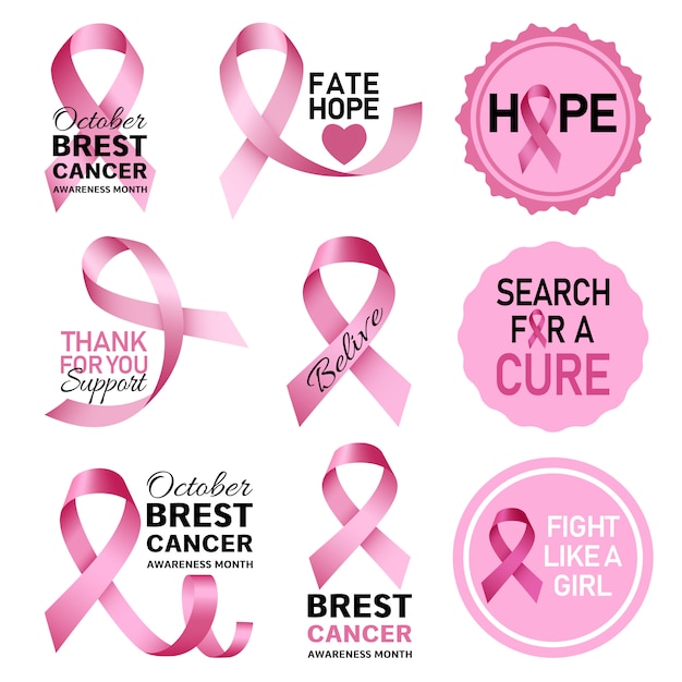 Breast cancer logo set