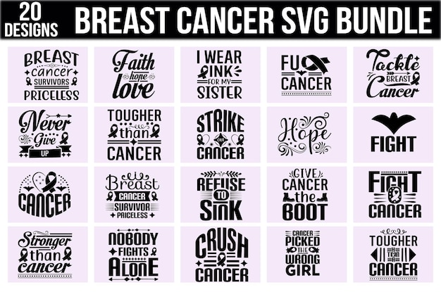 Vector breast cancer svg bundle