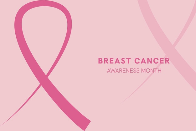 Текст о раке молочной железы и дизайн фона с розовой лентой