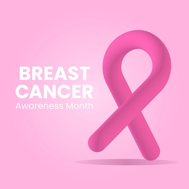 Breast cancer vector banner poster for social media use 3d october breast cancer emblem sign