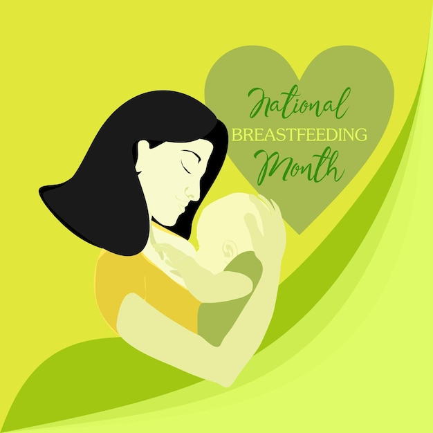 Breastfeeding day breastfeeding week breastfeeding month consept vector post banner or card