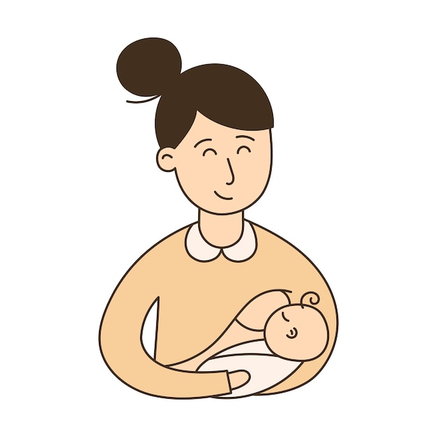 Breastfeeding hand drawn kid and family doodle icon