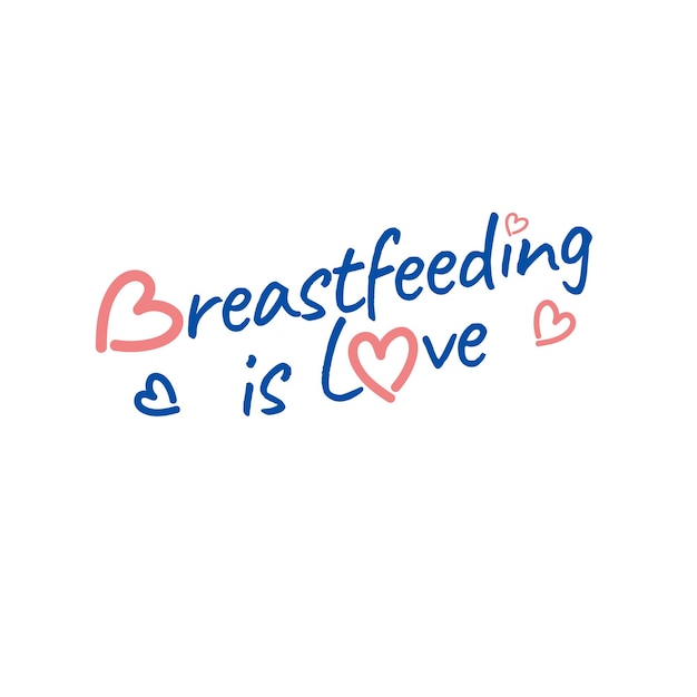 Breastfeeding is love logo in line style vector graphic illustration maternity love poster typography logotype medical preventation