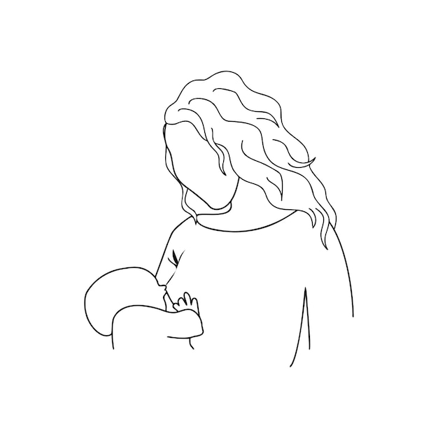 Breastfeeding mom outline illustration