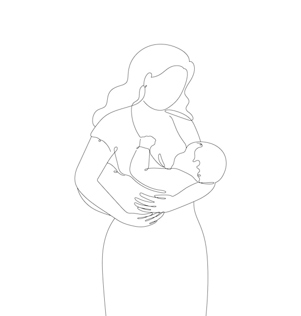 The Mother Gives Milk To The Baby coloring page