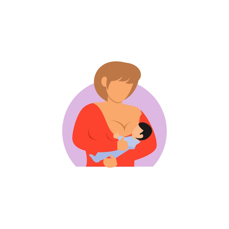 Vector breastfeeding technique illustration