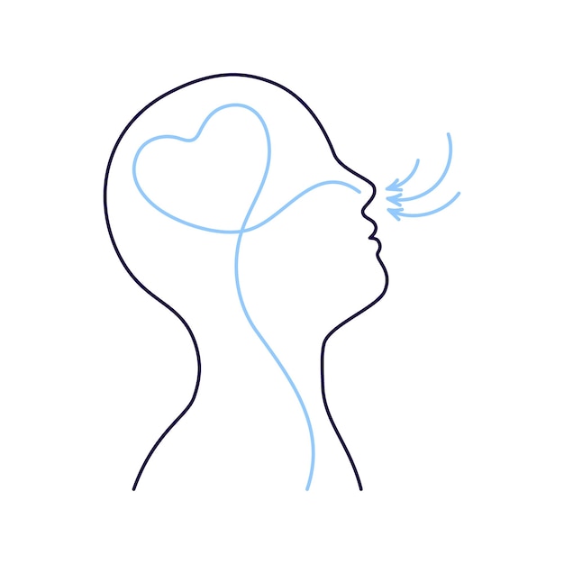 Vector breathing exercise deep breath through nose for benefit and good work brain healthy yoga relaxation