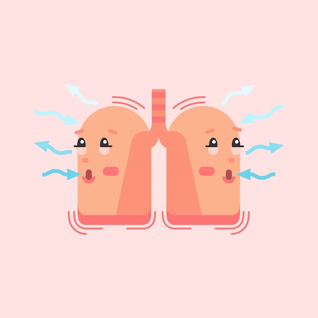 Breathing lungs character, respiratory system