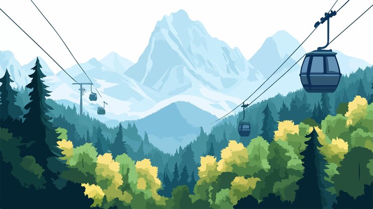 Vector breathtaking mountain range landscape view