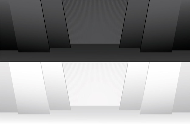 Vector brede zwart-wit coole moderne toneelscène 3d illustratie vector voor het plaatsen van mensen of objecten