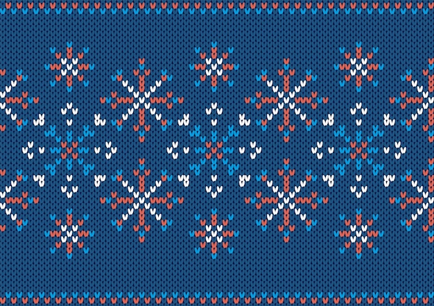 Brei naadloze textuur. kerst patroon met sneeuwvlok. blauwe gebreide sweaterprint. xmas achtergrond