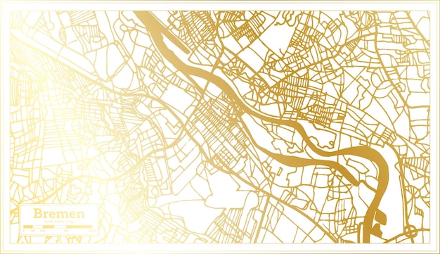 Bremen germany city map in retro style in golden color outline map