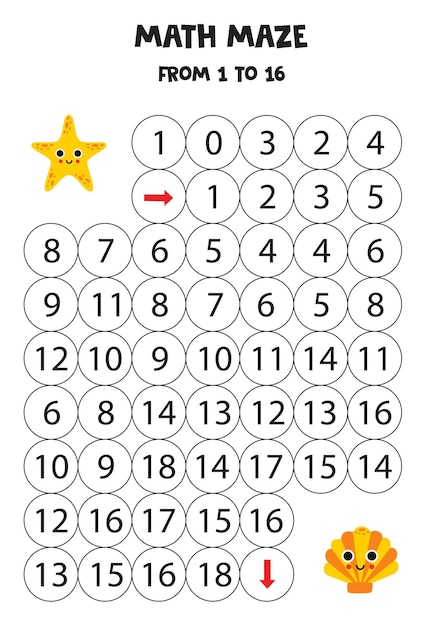 Breng schattige zeesterren naar de zeeschelp door tot 16 te tellen