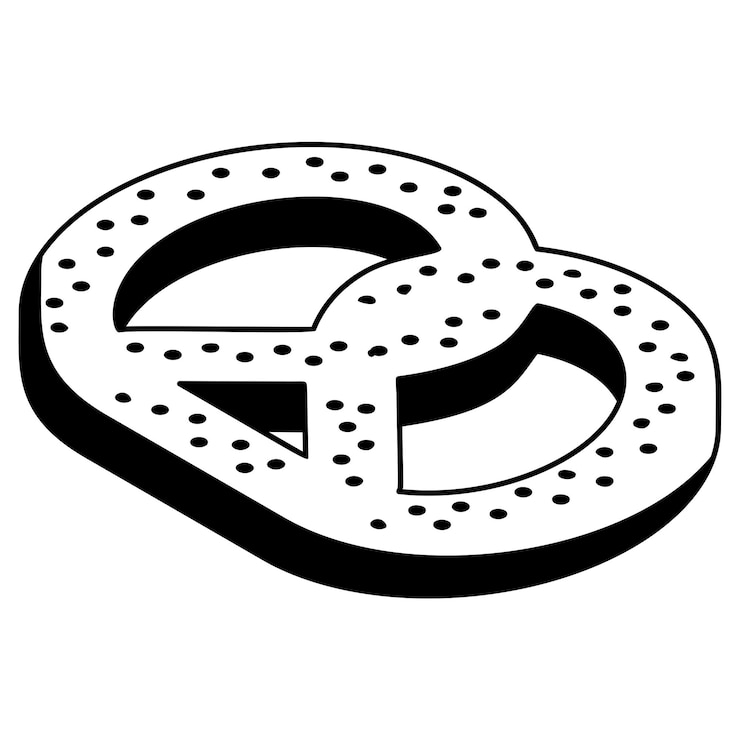 Vector bretzel or pretzel isometric concept sweet mustard and soft knot snacks hand drawn vector bakery