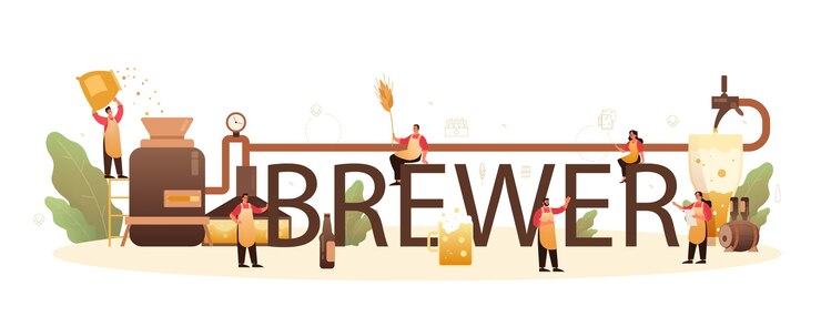Vector brewer typographic header illustration