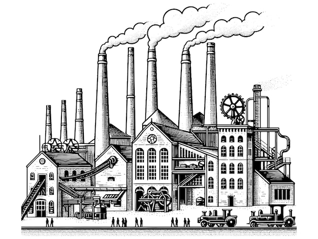 Vettore imitazione del vettore generativo ai della tavola di schizzi dell'edificio della birreria