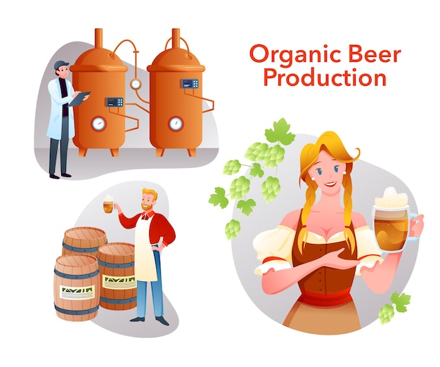 brewery collection with brewer people work in organic craft product factory