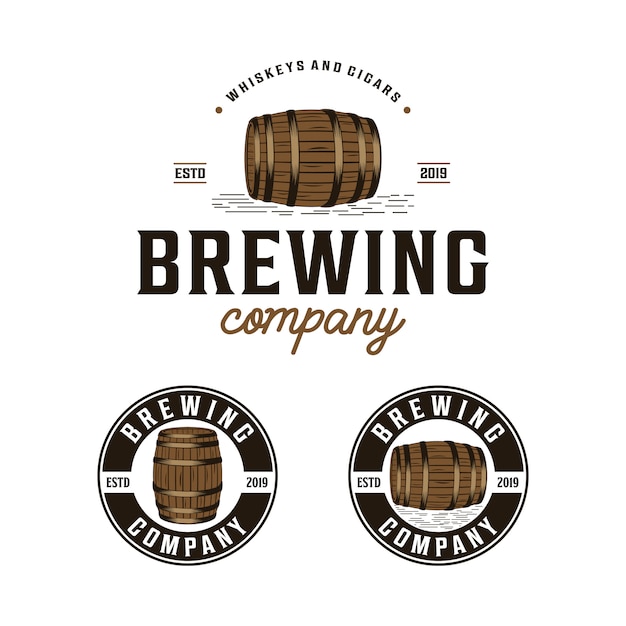 Brewing company with barrel vintage logo