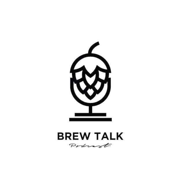 Brewing hop podcast logo icon illustration design