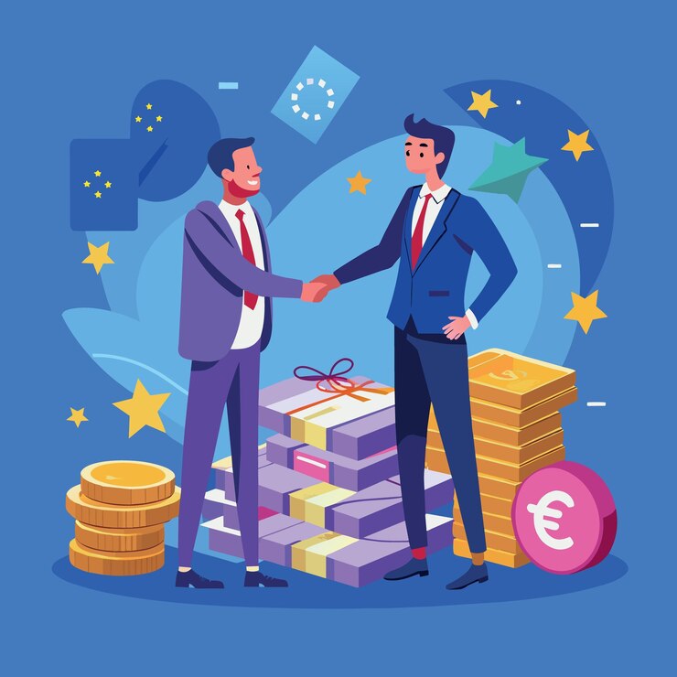 Vector brexit agreement europe and uk economy deal financial investment or currency exchange concept m