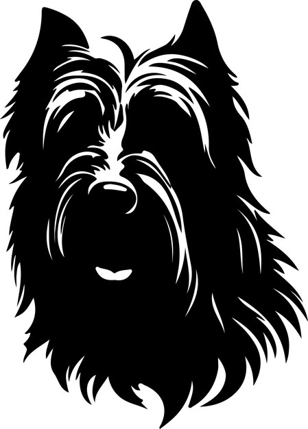 Briard black silhouette with transparent background