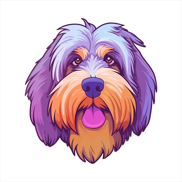 Briard Dog Breed Colorful Cartoon Kawaii Character Animal Pet Isolated Sticker Illustration